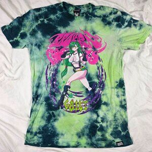 Broken Promises Guilt Anime Graphic Large Green Shirt Tie Dye Short Sleeve
